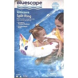 Bluescape White Unicorn Split Inflatable Swim Ring Pool Float for Kids Ages 3-6
